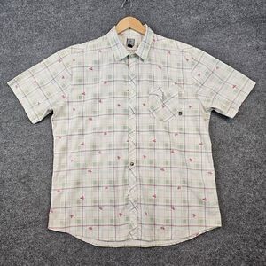 Men's Casual Plaid Shirt - Green and Pink